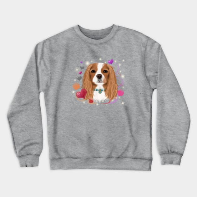 Blenheim Cavalier King Charles Spaniel Love Design Crewneck Sweatshirt by Cavalier Gifts